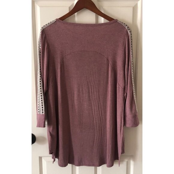 SOFT SURROUNDING Bailey Waffle Knit Thermal Top Pink / Purple Size XL - Picture 8 of 8
